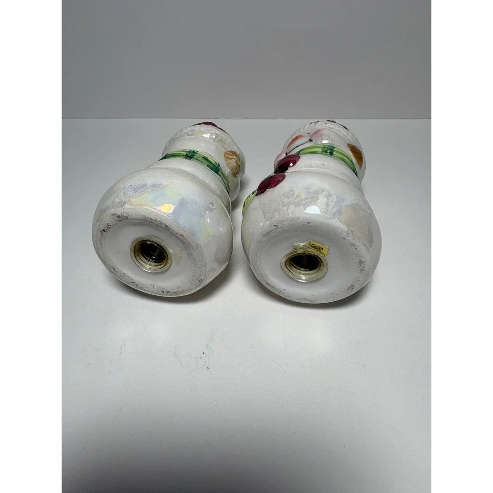 Snowman Salt and Pepper Shaker Set Iridescent Christmas Holiday Decor Ceramic